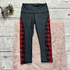 Yoga Democracy Buffalo Plaid High Rise Crop Leggings